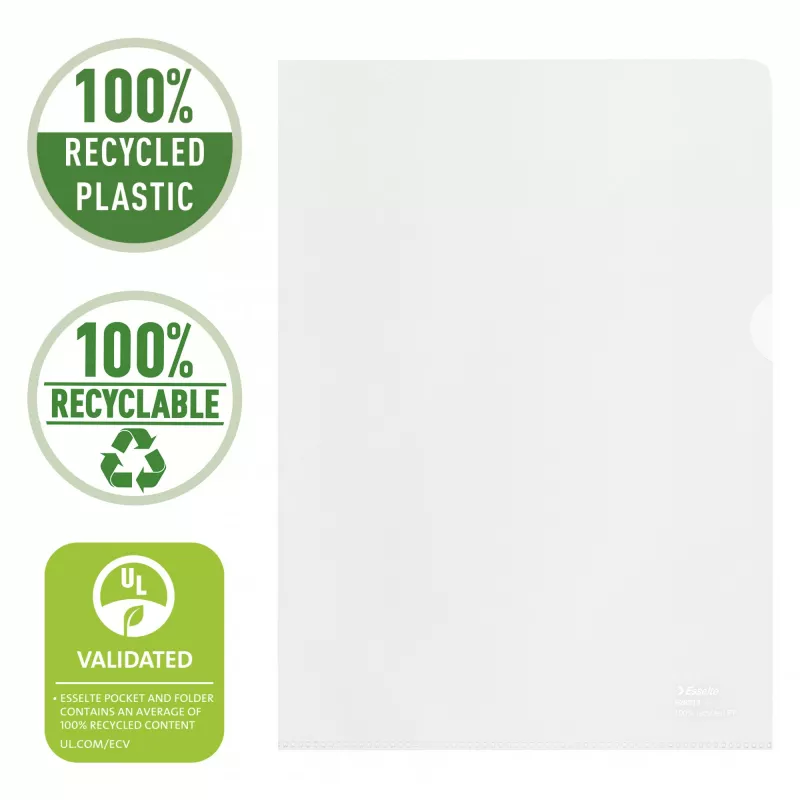 Esselte Recycle Folder A4, cartella progetto, A4, polipropilene (PP), trasparente, verticale, 220 mm