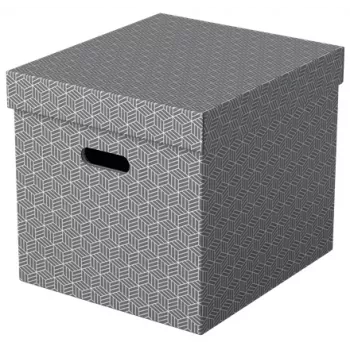 Esselte scatola contenitore Home Storage Box Cube, confezione da 3, cartone, grigio, 320 mm, 315 mm, 365 mm, 850 g