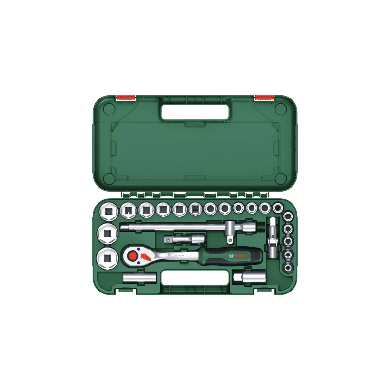 Bosch 1600A02Z9F set cricchetto e chiavi a bussola da 1/2 in, 25 pz., verde
