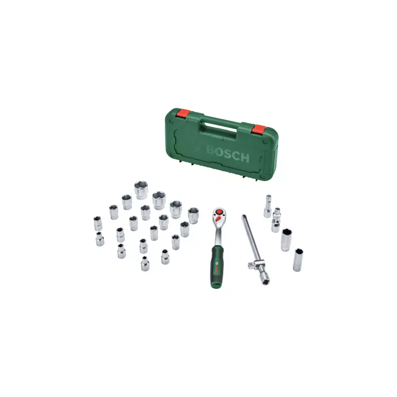 Bosch 1600A02Z9F set cricchetto e chiavi a bussola da 1/2 in, 25 pz., verde