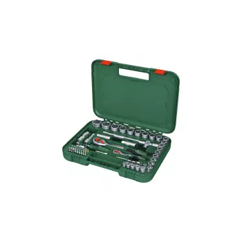 Bosch 1600A02Z9G 1/2 + 1/4 set cricchetto e chiavi a bussola, 56 pz., verde
