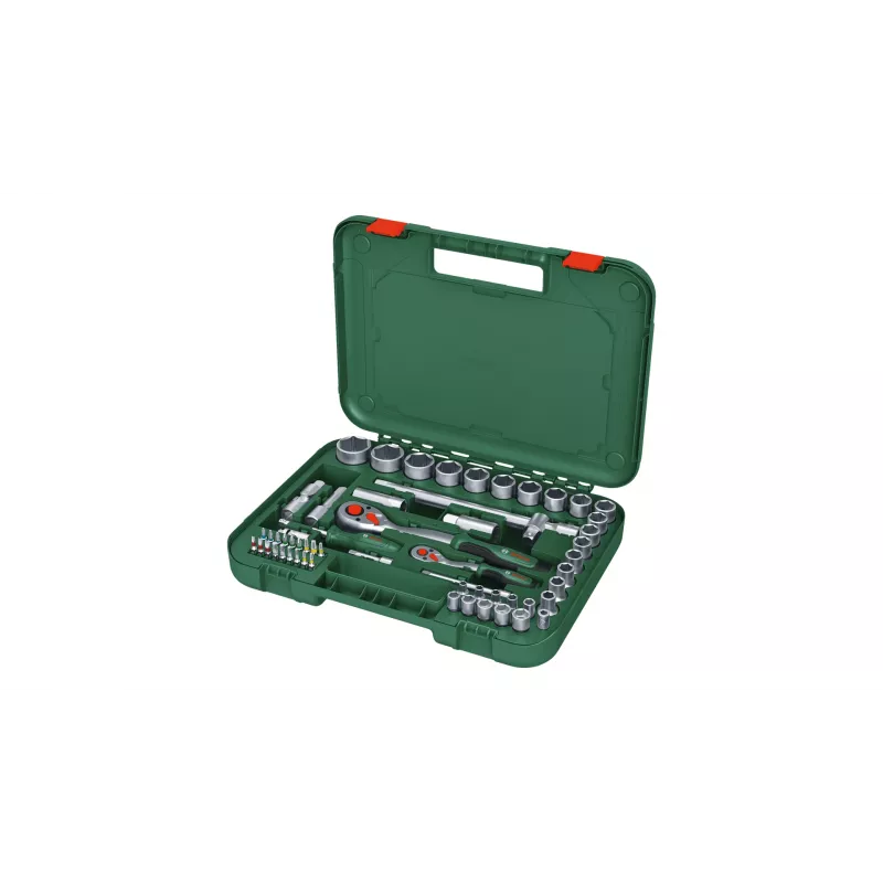 Bosch 1600A02Z9G 1/2 + 1/4 set cricchetto e chiavi a bussola, 56 pz., verde