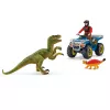 set di gioco Schleich Dinosaurs quad in fuga dal Velociraptor