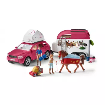 schleich HORSE CLUB avventure a cavallo con auto e rimorchio, azione/avventura, campeggio, cavalli, 5 anni, multicolore, plastica