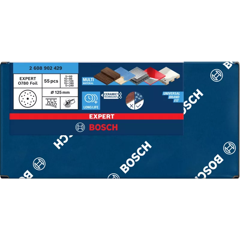 Set dischi abrasivi Bosch EXP O780 150 mm, 55 pz.