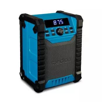 Radio digitale portatile MEDION LIFE E65895 (MD 43895) — sintonizzatore PLL, 10 W RMS, LCD, Bluetooth 10 m, IP54, antenna esterna, nero/blu