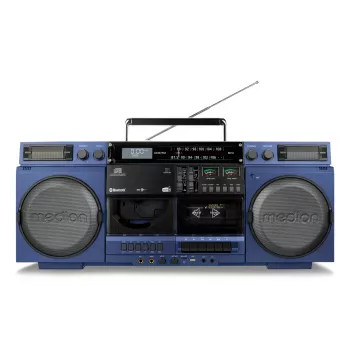 MEDION LIFE P66538 20 W Impianto audio compatto blu — 20 W RMS, diffusori a 2 vie, DAB+/PLL, Bluetooth 10 m, lettore a caricamento frontale
