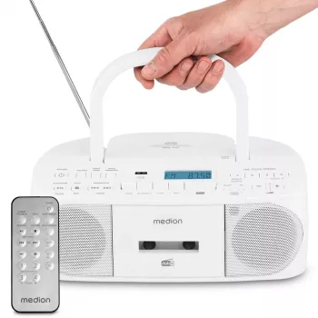 Radio personale MEDION 50079330 – sintonizzatore DAB+/FM/PLL, 6 W RMS, display LCD, Bluetooth 10 m, cuffie 3,5 mm