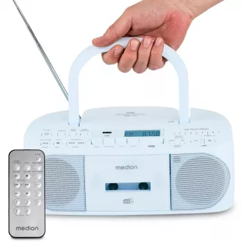 Radio personale MEDION 50079332 — sintonizzatore digitale DAB+/FM, 6 W RMS, display LCD, Bluetooth 10 m, ingresso cuffie 3,5 mm