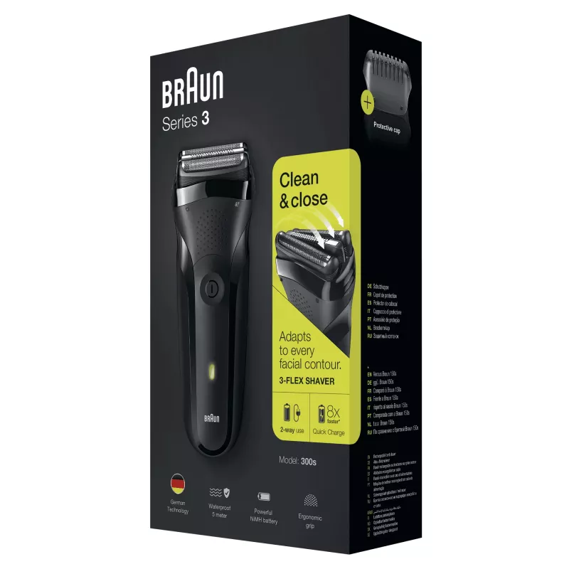 Braun Series 3 300s rasoio a lamina trimmer nero