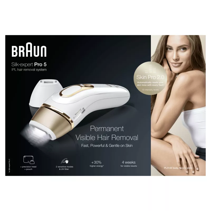 Braun Silk-expert Pro Silk·expert Pro 5 PL5140 luce pulsata intensa (IPL) oro, bianco