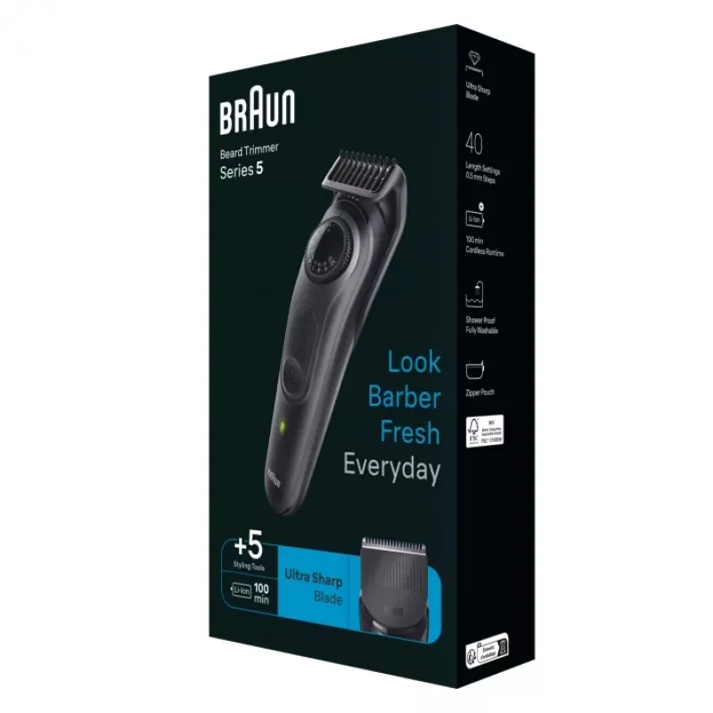 Braun BeardTrimmer 5 BT5420 trimmer per barba batteria ricaricabile 40 2 cm nero