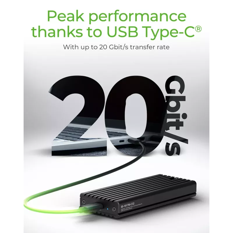 ICY BOX IB-1917M-C32 case per SSD nero M.2 alimentato via USB