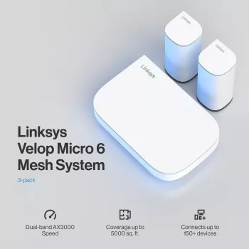 Linksys Velop Micro 6 Sistema mesh – Dual-Band WiFi 6 AX3000 (confezione da 3)