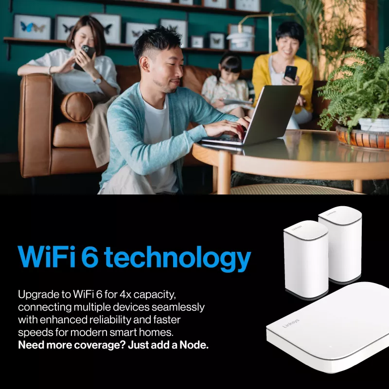 Linksys Velop Micro 6 Sistema mesh – Dual-Band WiFi 6 AX3000 (confezione da 3)