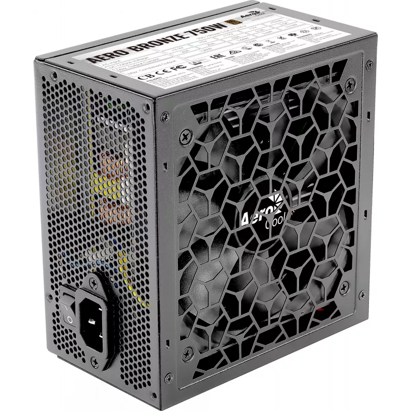 Alimentatore PC AEROCOOL AEROB750 750W 80 PLUS Bronze Non-Modulare 230V Silent nero
