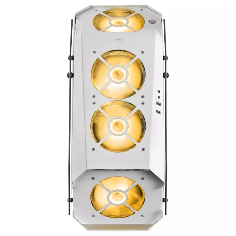 Mars Gaming MC51W case PC gaming ATX bianco con doppio vetro temperato, 5x ventole RGB 12cm