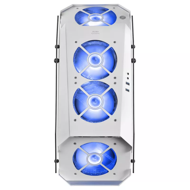 Mars Gaming MC51W case PC gaming ATX bianco con doppio vetro temperato, 5x ventole RGB 12cm