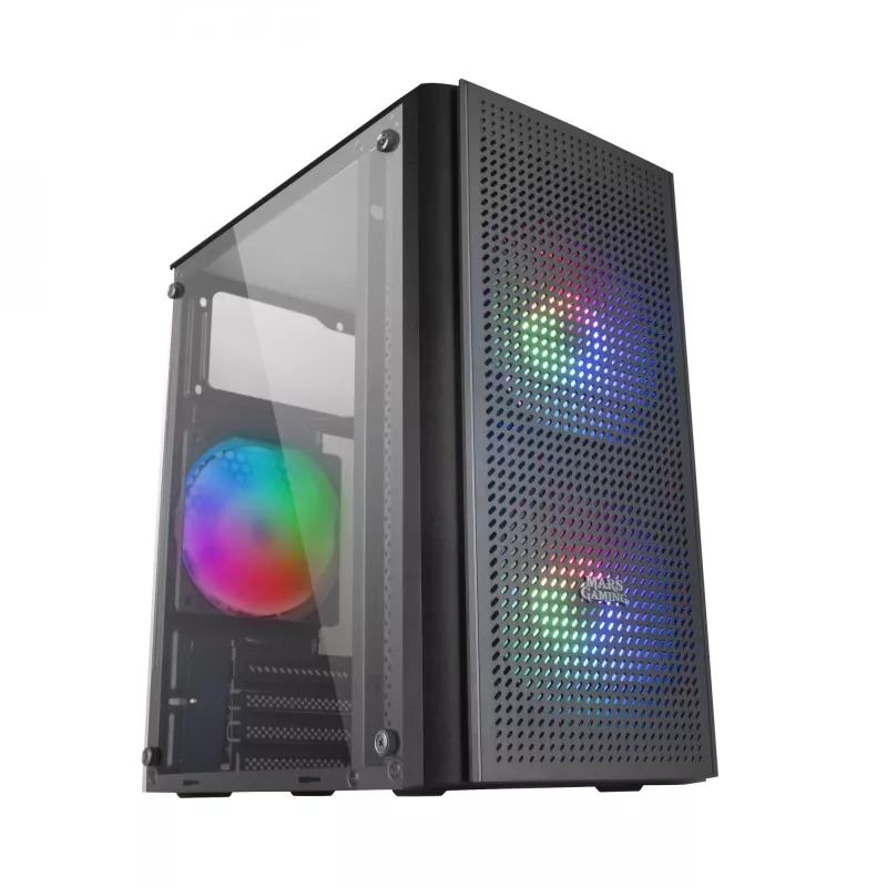 Case per PC Mars Gaming MC300 Micro ATX con vetro temperato 3 ventole FRGB nero