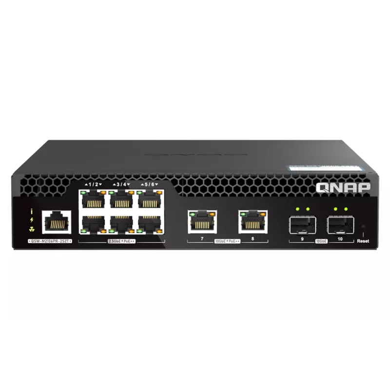 Switch di rete QNAP QSW-M2106PR-2S2T Managed L2 10G Ethernet (100/1000/10000) Power over Ethernet (PoE) 1U nero