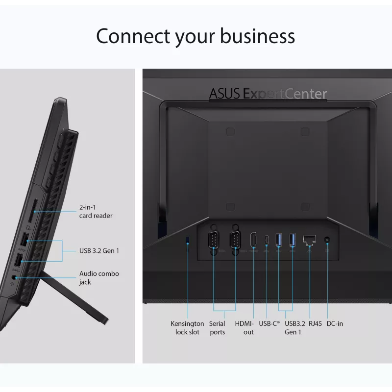 ASUS ExpertCenter E1 AiO E1600WKAT-BMR082W Intel® Celeron® N N4500 39,6 cm (15,6 inch) 1920 x 1080 pixel touchscreen All-in-One tablet PC 4 GB DDR4-SDRAM 512 GB SSD Windows 11 Home Wi-Fi 6 (802.11ax) nero