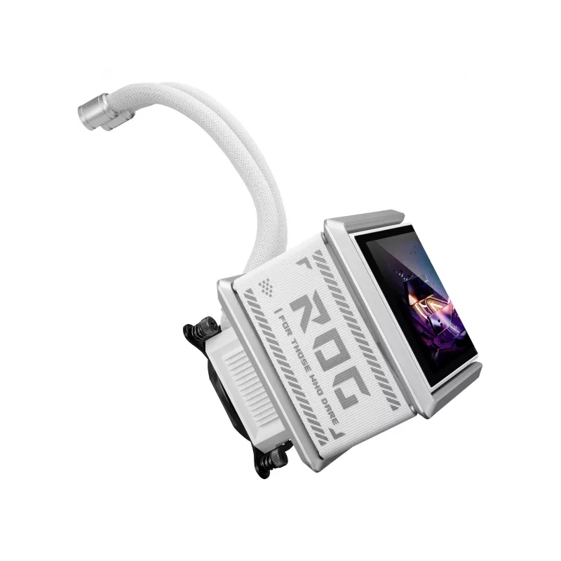 Dissipatore liquido all-in-one ASUS ROG Ryuo IV SLC 360 ARGB White Edition — radiatore da 360 mm, 3 ventole da 120 mm, display AMOLED, supporto per LGA 1700