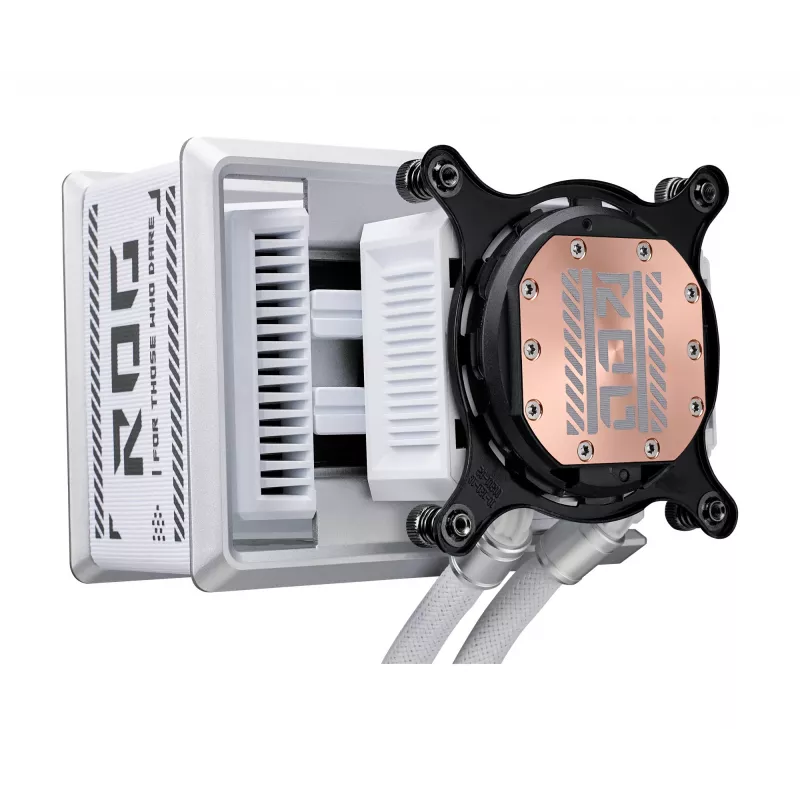 Dissipatore liquido all-in-one ASUS ROG Ryuo IV SLC 360 ARGB White Edition — radiatore da 360 mm, 3 ventole da 120 mm, display AMOLED, supporto per LGA 1700