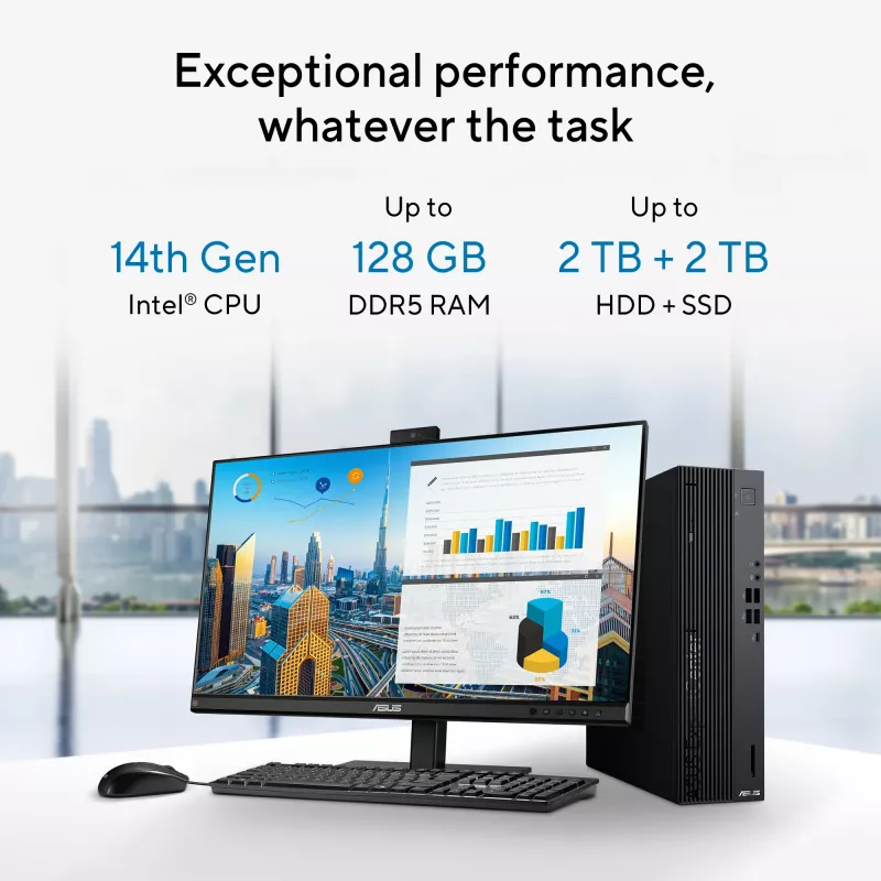 ASUS ExpertCenter D7 SFF D701SER-714700311X Intel® Core™ i7 i7-14700 16 GB DDR5-SDRAM 1 TB SSD Windows 11 Pro PC nero