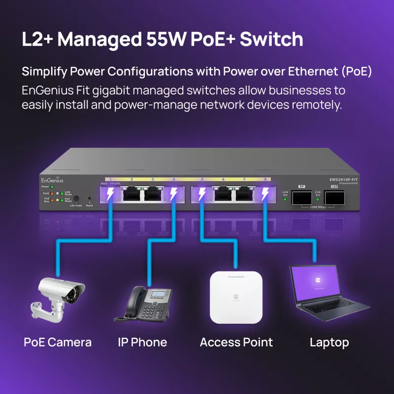 Switch managed EnGenius FitSwitch 8 PoE 8x porte Gigabit Ethernet