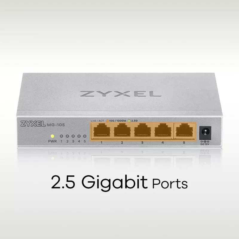Zyxel MG-105 unmanaged 2.5G Ethernet (100/1000/2500) acciaio