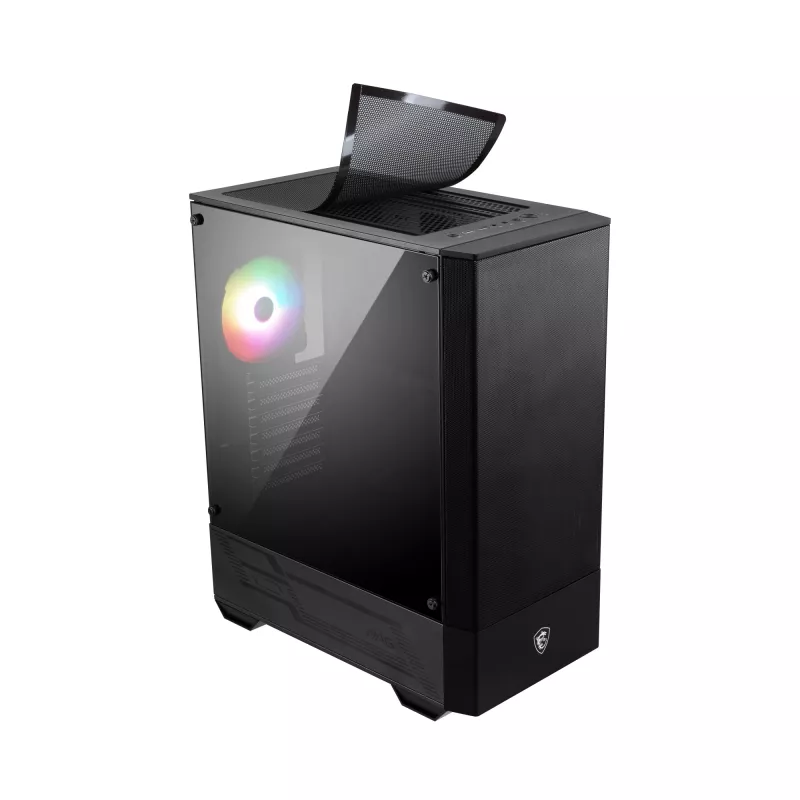 MSI MAG FORGE 111R case per computer gaming mid tower 'nero, 1x ventola 120mm ARGB PWM, hub ARGB 1-6, Mystic Light Sync, pannello in vetro temperato, ATX, mATX, mini-ITX'