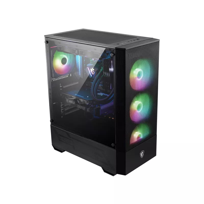 MSI MAG FORGE 111R case per computer gaming mid tower 'nero, 1x ventola 120mm ARGB PWM, hub ARGB 1-6, Mystic Light Sync, pannello in vetro temperato, ATX, mATX, mini-ITX'