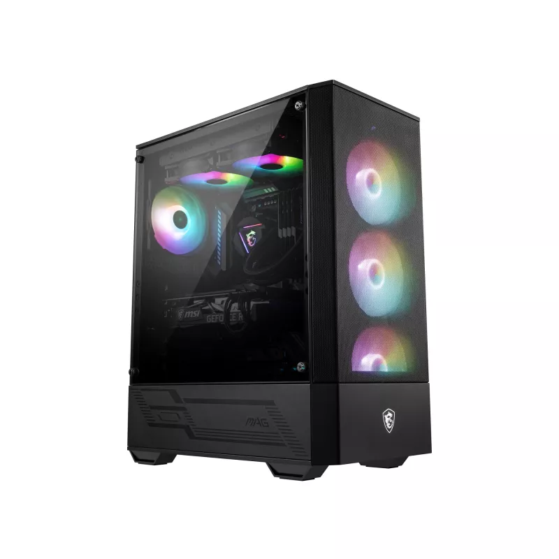 MSI MAG FORGE 111R case per computer gaming mid tower 'nero, 1x ventola 120mm ARGB PWM, hub ARGB 1-6, Mystic Light Sync, pannello in vetro temperato, ATX, mATX, mini-ITX'