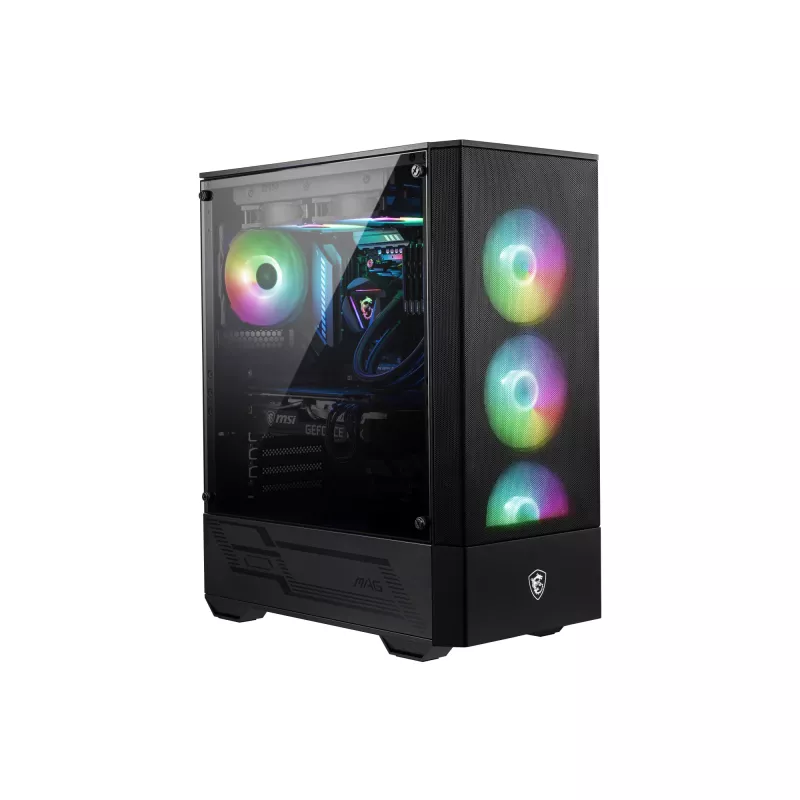 MSI MAG FORGE 111R case per computer gaming mid tower 'nero, 1x ventola 120mm ARGB PWM, hub ARGB 1-6, Mystic Light Sync, pannello in vetro temperato, ATX, mATX, mini-ITX'