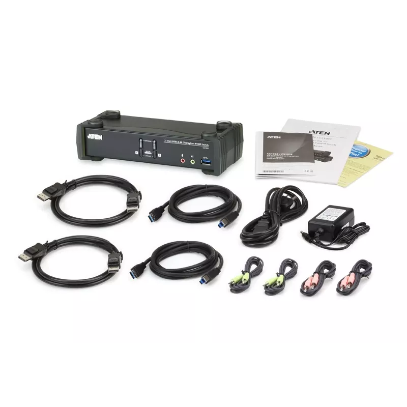 Switch KVMP™ ATEN 2 porte USB 3.1 Gen 1 4K DisplayPort 1.2 con audio (cavo KVM incluso)