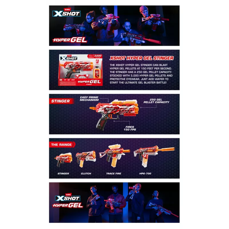 XSHOT Hyper Gel Stinger Blaster (3.000 palline Hyper Gel) ZURU