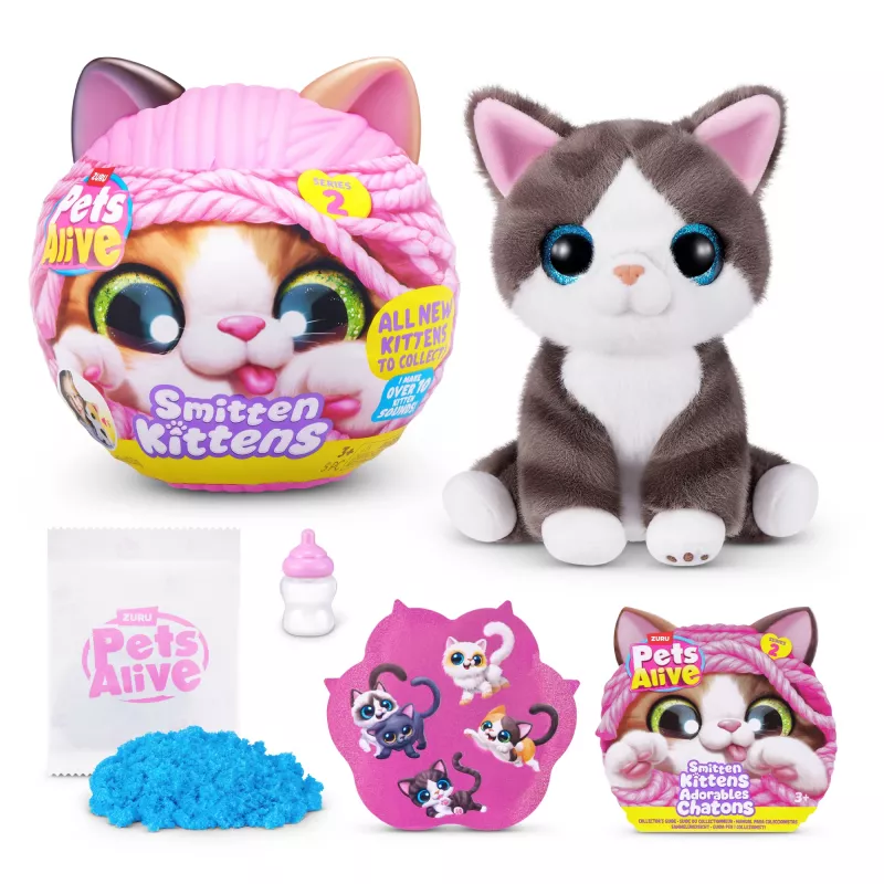 Gatto giocattolo Zuru Pets Alive Smitten Kittens Series 2 — giocattolo sonoro interattivo, da 3 anni, batterie AAA