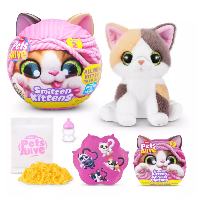 Gatto giocattolo Zuru Pets Alive Smitten Kittens Series 2 — giocattolo sonoro interattivo, da 3 anni, batterie AAA