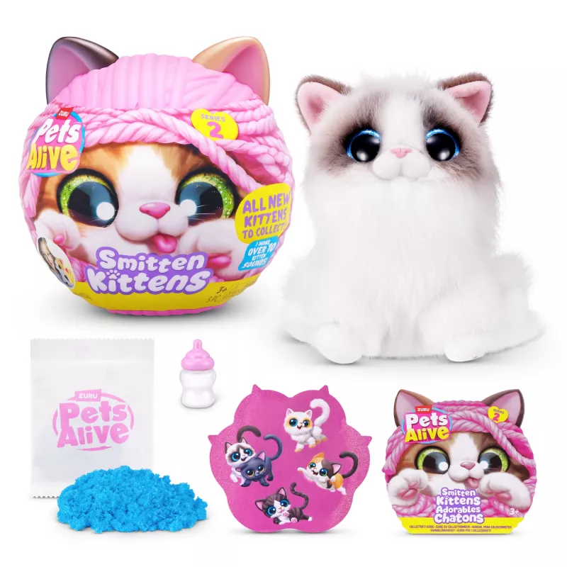 Gatto giocattolo Zuru Pets Alive Smitten Kittens Series 2 — giocattolo sonoro interattivo, da 3 anni, batterie AAA