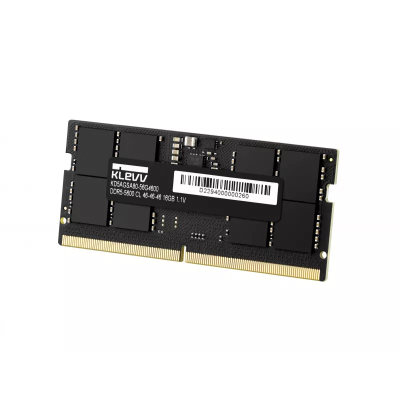 Klevv 16GB modulo RAM per laptop DDR5 5600MT/s PC5-44800 UNBUFFERED NON-ECC SODIMM 1,1V 2GX8 CL46