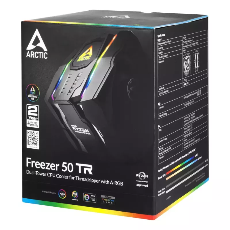 ARCTIC Freezer 50 TR - dissipatore CPU dual tower per AMD Ryzen Threadripper con A-RGB