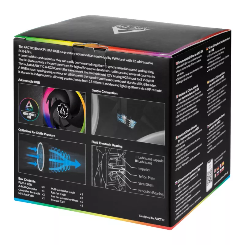ARCTIC BioniX P120 A-RGB ventola per case da 120 mm, confezione da 3, nero