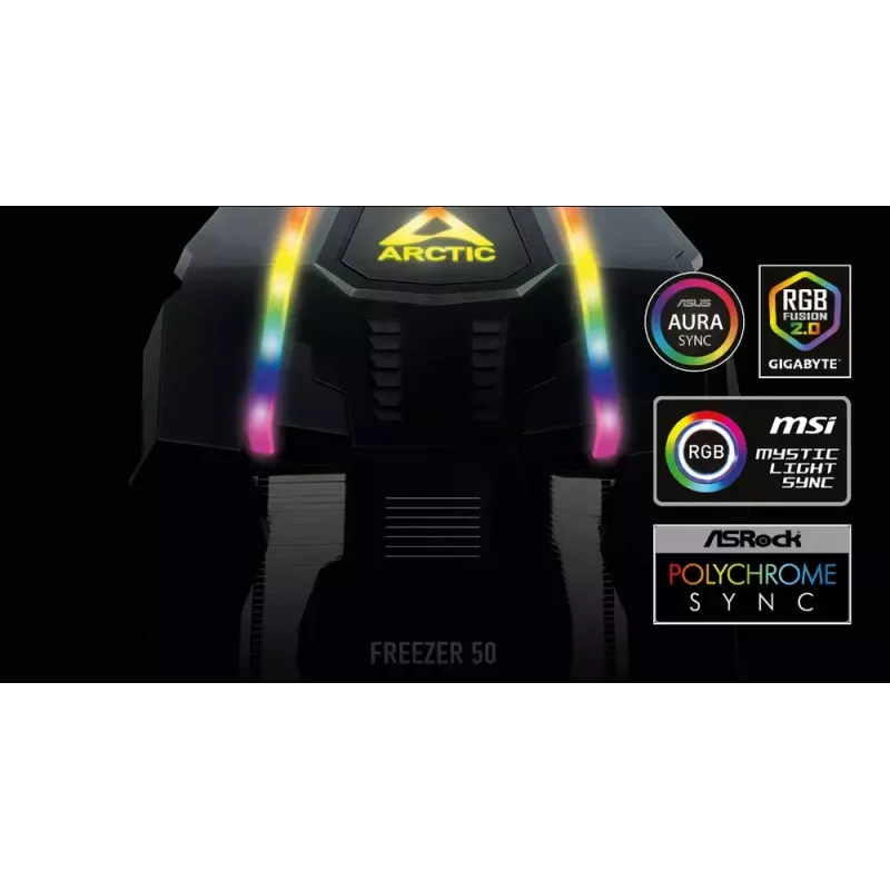 ARCTIC Freezer 50 incl. controller A-RGB – dissipatore CPU dual tower multi-compatibile con A-RGB