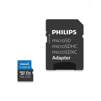 Philips FM51MP65B/00 scheda microSDXC, 512 GB, Class 10, UHS-I U3, incl. adattatore