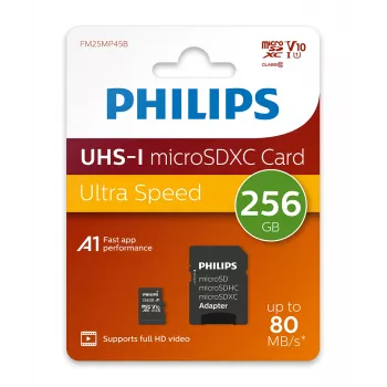 Philips FM25MP45B/00 scheda microSDXC, 256 GB, Class 10, UHS-I U1, incl. adattatore