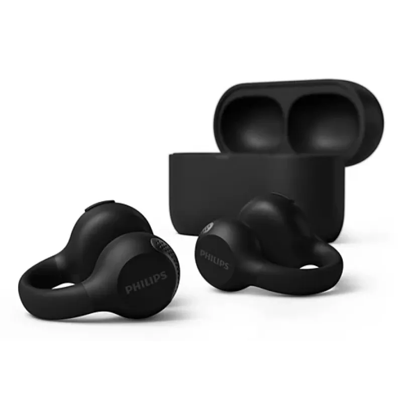 Philips serie 2000 TAQ2000BK Headset True Wireless Stereo (TWS) ear clip, open-ear chiamate/musica Bluetooth nero