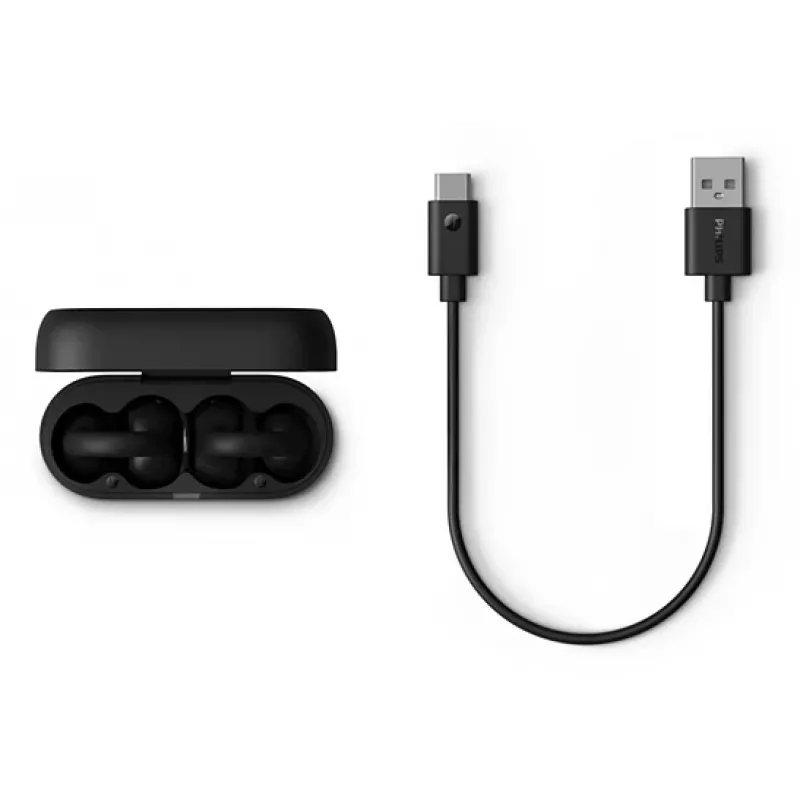 Philips serie 2000 TAQ2000BK Headset True Wireless Stereo (TWS) ear clip, open-ear chiamate/musica Bluetooth nero