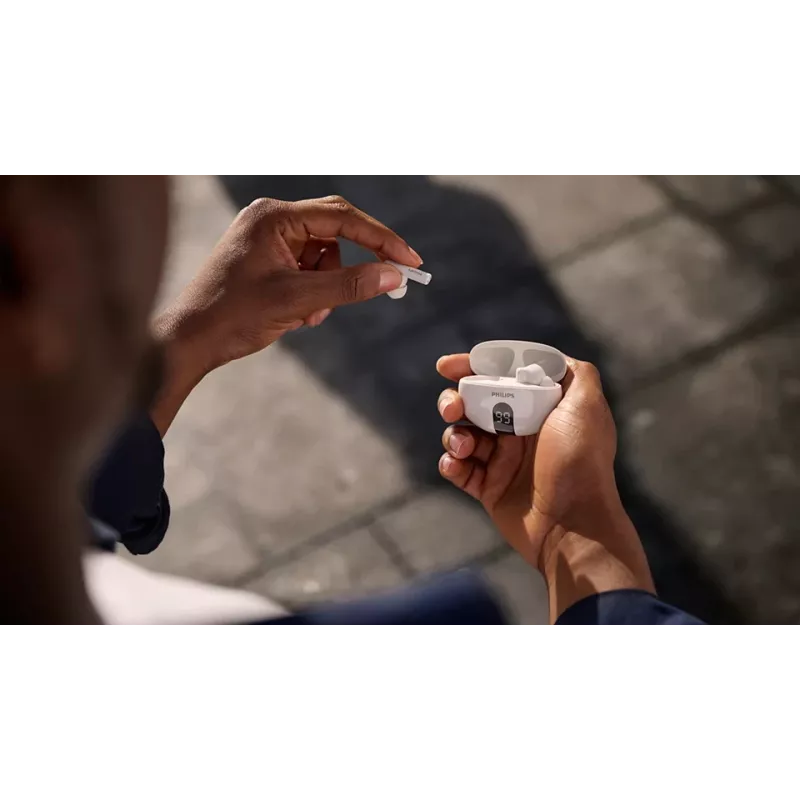 Auricolari wireless in-ear Philips TAT2520WT/00 — Bluetooth, per chiamate e musica, 20–20000 Hz, portata 10 m, bianco, 40 g
