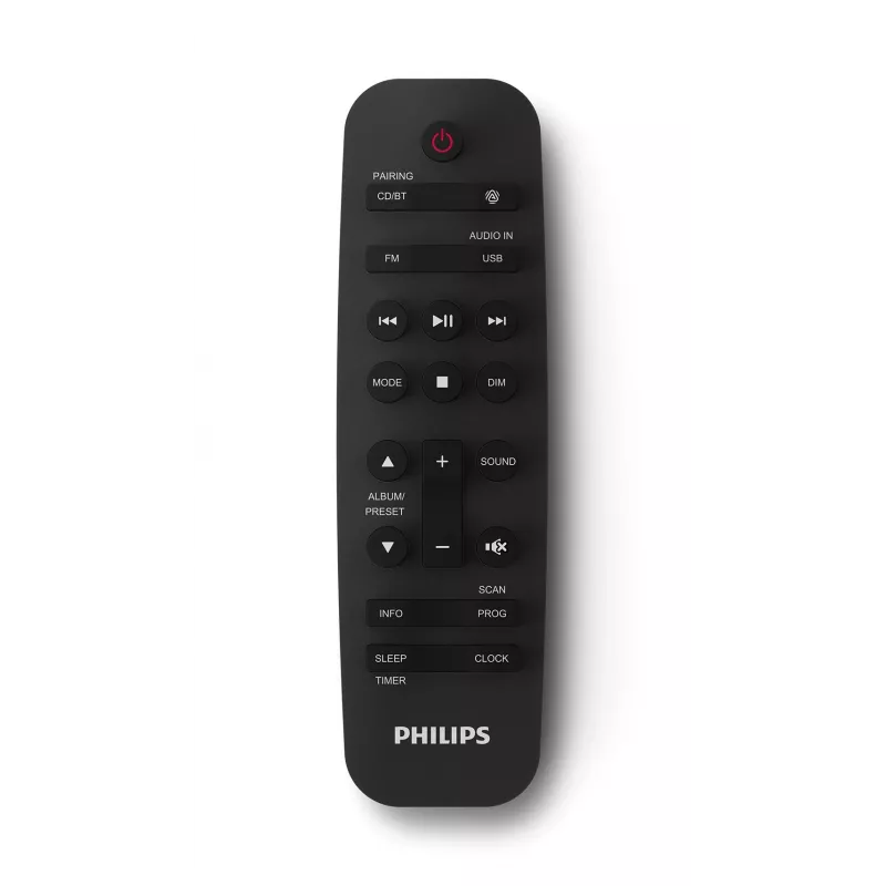 Microsistema audio home Philips TAM4205M2/12 — 80 W RMS, diffusori a 2 vie, Bluetooth, FM, display LED, caricamento disco a cassetto (nero/argento)