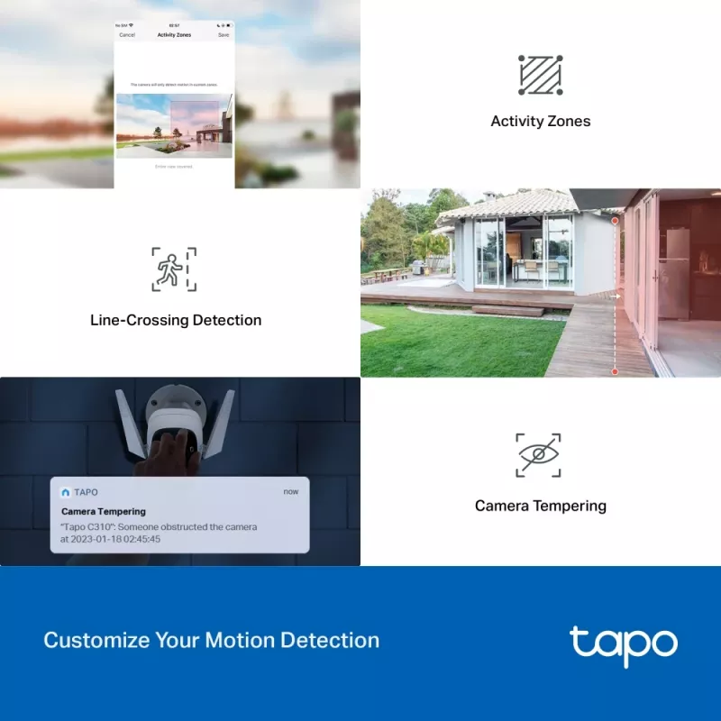 TP-Link Tapo telecamera Wi-Fi per la sicurezza esterna, telecamera di sicurezza IP, esterno, con filo e wireless, CE, NCC, montaggio a parete, bianco